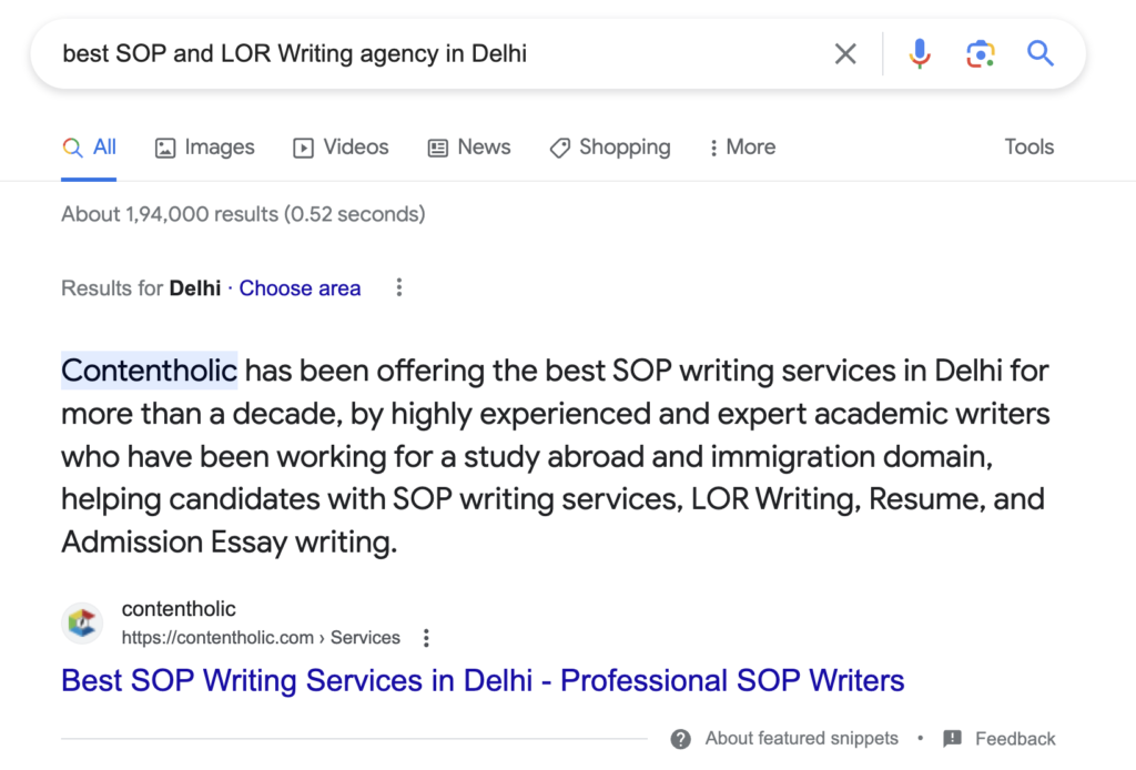Contentholic - Best SOP and LOR writing services in Delhi